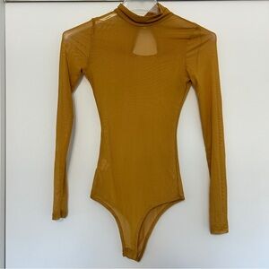 Mesh bodysuit Long Sleeve mustard